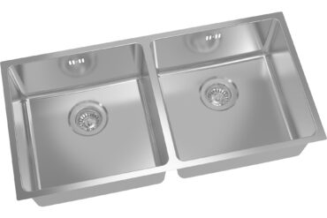 Roku darināta ieliekama dubultā izlietne 865x430x200mm nerūsējošs tērauds R20 virsmā montējama / apakšējā montāža | Adexa 204040D