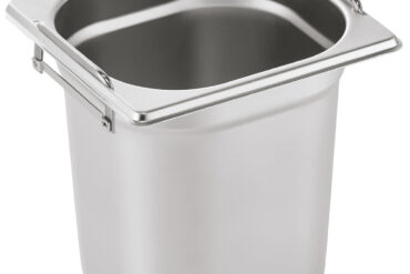 Nerūsējošā tērauda Gastronorm panna ar rokturi GN1/6, dziļums 200 mm | Adexa 8168H