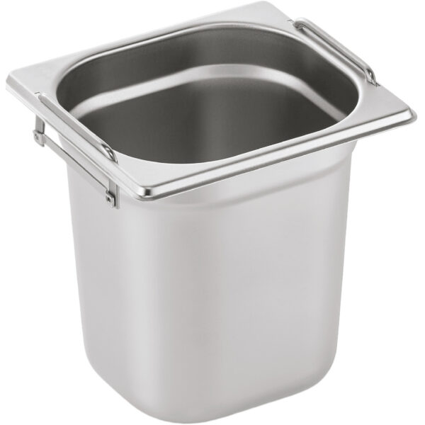 Nerūsējošā tērauda Gastronorm panna ar rokturi GN1/6, dziļums 200 mm | Adexa 8168H