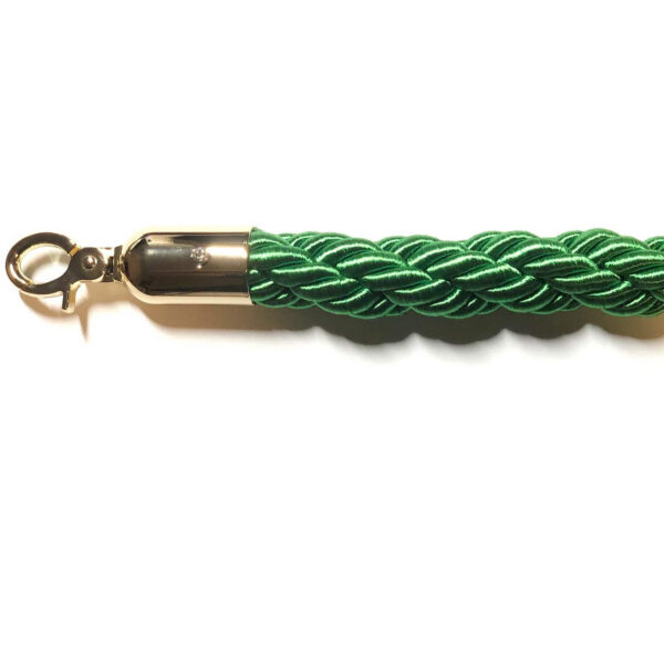 Zaļa pīto virvju norobežojošā virve ar zelta galiem 1,5 m | Adexa BR01GG
