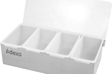 Piedevas paplāte / Piedevu dozētājs ar vāku 4 nodalījumi Nerūsējošais tērauds un plastmasa | Adexa CHB04