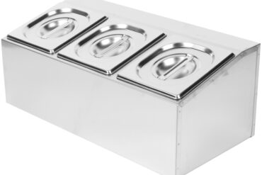 Komerciāls garšvielu turētājs, kas ietver 3xGN1/6-100mm traukus un vāciņus | Adexa CHD03A