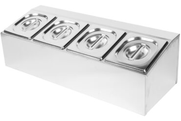 Komerciāls Garšvielu Turētājs, ietver 4xGN1/6-100mm traukus un vākus | Adexa CHD04A