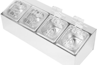 Tirdzniecības Garšvielu Turētājs, iekļaujot 4xGN1/6-100mm tvertnes un vāciņus ar eņģēm | Adexa CHD04APCFL