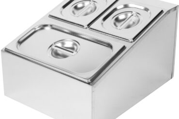 Tirdzniecības Garšvielu Turētājs, kas ietver 2xGN1/6-150mm un 1xGN1/3-150mm traukus ar vākiem No Nerūsējošā Tērauda | Adexa CHD04BD2