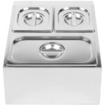 Tirdzniecības Garšvielu Turētājs, kas ietver 2xGN1/6-150mm un 1xGN1/3-150mm traukus ar vākiem No Nerūsējošā Tērauda | Adexa CHD04BD2 - Image 3