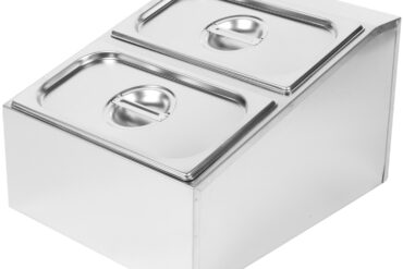 Komerciāls garšvielu turētājs, tostarp 2xGN1/3-100mm trauki ar vākiem Nerūsējošais tērauds | Adexa CHD04B3