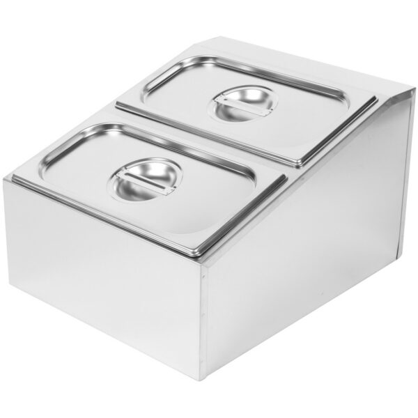 Komerciāla Garšvielu Turētāja ar 2xGN1/3-150mm tvertnēm ar vākiem Nerūsējošais tērauds | Adexa CHD04BD3