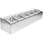 Komerciala garšvielu turētājs, ietver 6xGN1/6-100mm traukus un vāciņus | Adexa CHD06A