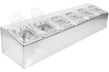 Komerciālais Garšvielu Turētājs ar 6xGN1/6-100mm traukiem un atliekamajiem vākiem | Adexa CHD06APCFL