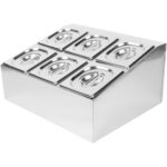 Komerciāls garšvielu turētājs, kas ietver 6xGN1/6-100mm pannas un vākus | Adexa CHD06B