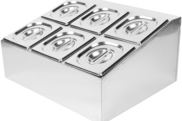 Komerciāls garšvielu turētājs, kas ietver 6xGN1/6-100mm pannas un vākus | Adexa CHD06B