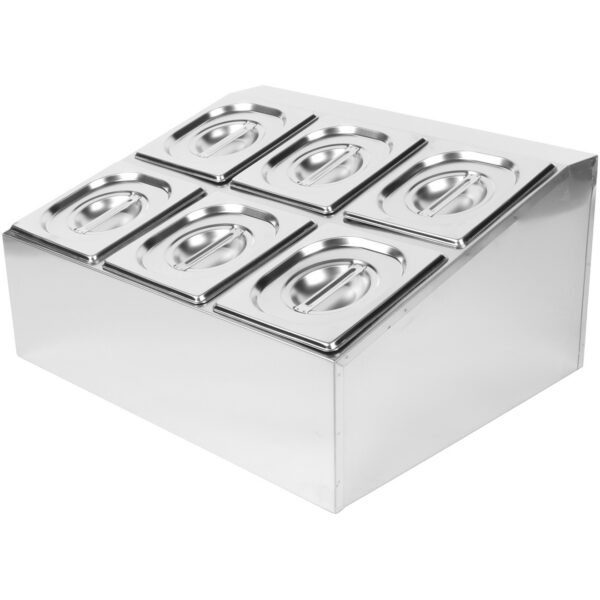 Komerciāls garšvielu turētājs, kas ietver 6xGN1/6-100mm pannas un vākus | Adexa CHD06B