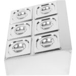 Komerciāls garšvielu turētājs, kas ietver 6xGN1/6-100mm pannas un vākus | Adexa CHD06B - Image 2