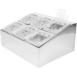 Komerciālais Garšvielu Turētājs ar 6xGN1/6-100mm traukiem un atliekamajiem vākiem | Adexa CHD06BPCFL