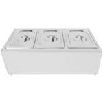 Komerciālais papildlīdzekļu turētājs, ieskaitot 3xGN1/4-100mm konteinerus ar vāku, nerūsējošs tērauds | Adexa CHE03A - Image 2