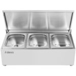 Komerciala Mērču Turētājs ar vāku, ieskaitot 3xGN1/4-150mm konteinerus No nerūsējošā tērauda | Adexa CHE03ADFL - Image 3