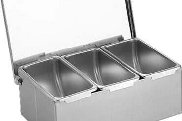 Komercione Garšvielu Turētājs ar vāku ietver 3 nerūsējošā tērauda konteinerus | Adexa CHF03