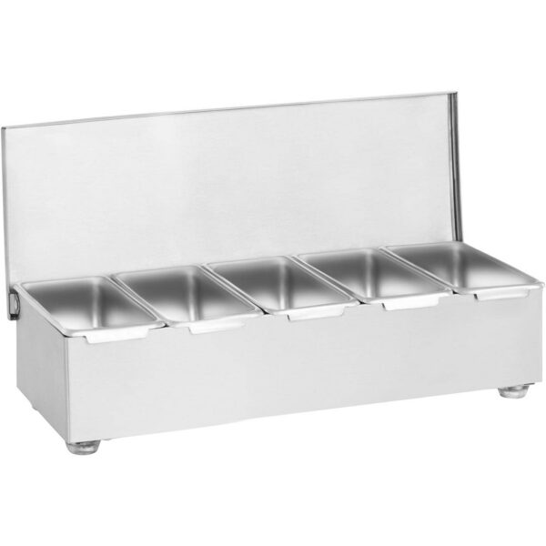 Tirdzniecības Garšvielu Turētājs ar vāku, ieskaitot 5 konteinerus Nerūsējošais tērauds | Adexa CHF05