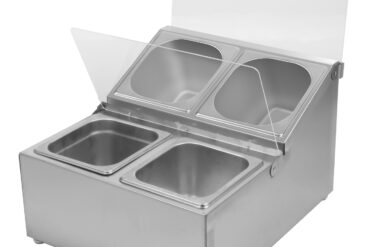 Tirdzniecības Garšvielu Turētājs, iekļaujot 4xGN1/6-100mm tvertnes un vāciņus ar eņģēm | Adexa CHRLF04B1