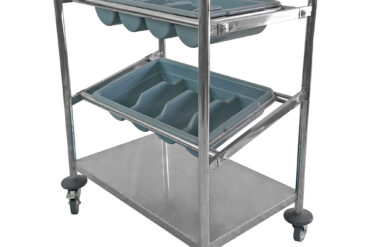 Galda piederumu un paplātes ratiņi 2 paplātes un apakšplaukts 570x350x860mm | Adexa CTT2