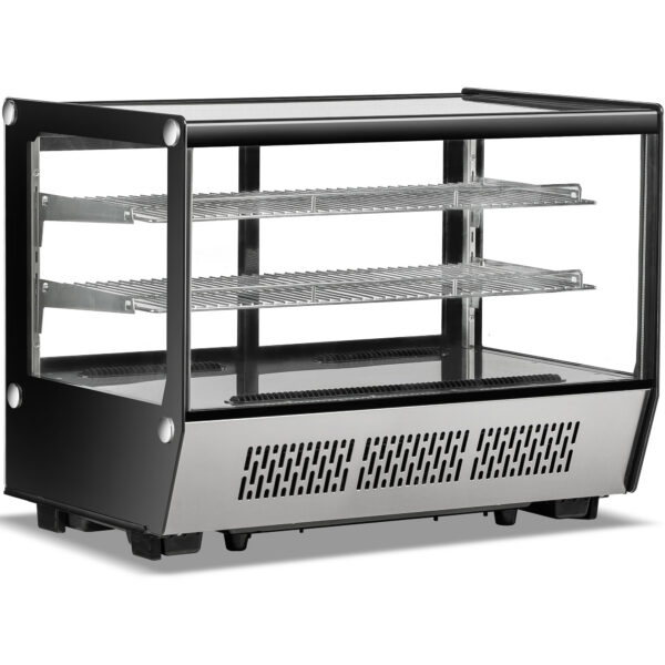 Displeja vitrīnas ledusskapis 160 litri 2 plaukti Melns un Nerūsējošais tērauds Plakans priekšpuse | Adexa CW160B