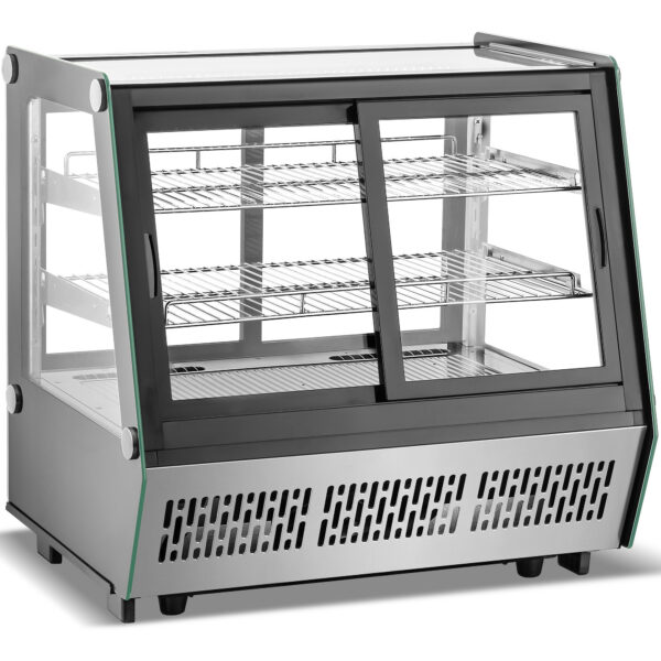 Displeja vitrīnas ledusskapis 160 litri Atveras no priekša un aizmugures 2 plaukti Melns | Adexa CW1601