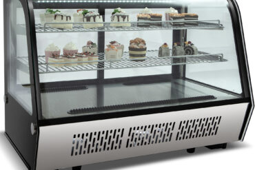 Displeja vitrīnas ledusskapis 160 litri 2 plaukti Melns un nerūsējošā tērauda ar izliektu priekšpusi | Adexa CW160R