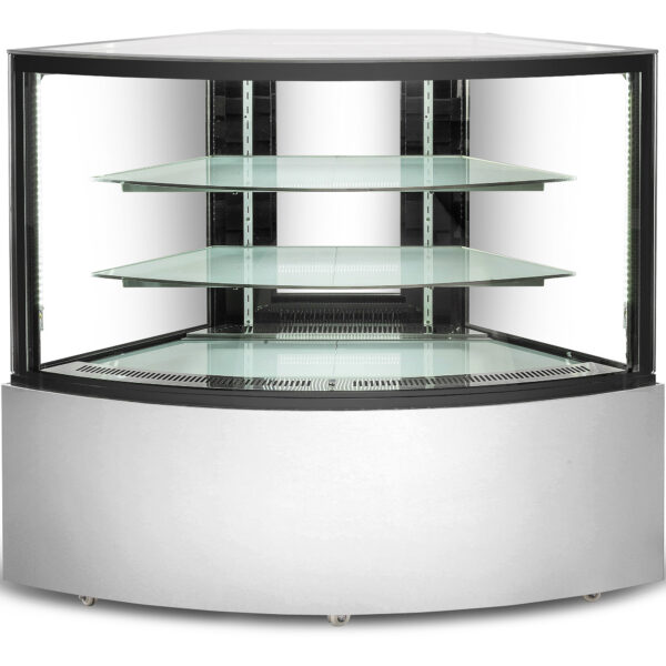 Kūku vitrīna 330 litri 2 plaukti Izliegts stikls Stūra vienība Nerūsējošais Tērauds | Adexa CW350C