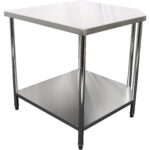 Komercdarba galds Stūra vienība Nerūsējošais tērauds 900x900x600x600x900mm Apakšējā plaukts | Adexa CWT1060R - Image 2