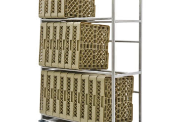 Komerciāls pilienu žāvēšanas ratiņš trauku mazgājamās mašīnas groziem Nerūsējošais tērauds 30 grozi 1070x470x1705mm | Adexa DDT30