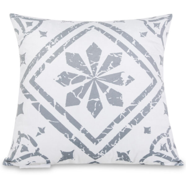 Spilvendrāna 50x50 cm Baltā ar pelēku apdruku | Siexa DPC50503