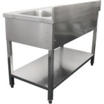 Komerciālais izlietne Nerūsējošais tērauds 1200x700x900mm 1 bļoda pa labi 1 atvilktne Aizmugure ar pārliektu malu | Adexa DSA120701DR - Image 3