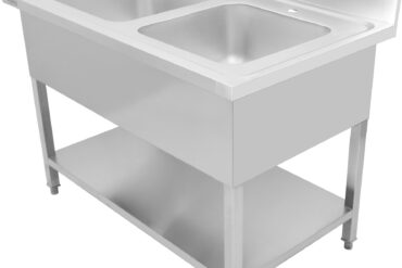 Komerciālais izlietne Nerūsējošais tērauds 1200x700x900mm 2 bļodas Aizmugurējais panelis | Adexa DSA245