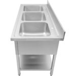 Tirdzniecības izlietne Nerūsējošais tērauds 1800x700x900mm 3 bļodas Aizmugurējā daļa | Adexa DSA345 - Image 4