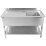 Komerciālā izlietne Nerūsējošais tērauds 1200x700x900mm 1 bļoda pa labi Aizsargslānis | Adexa DSA1270R - Image 4