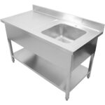 Komerciālā izlietne Nerūsējošais tērauds 1200x700x900mm 1 bļoda pa labi Aizsargslānis | Adexa DSA1270R