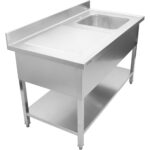 Komerciālā izlietne Nerūsējošais tērauds 1200x700x900mm 1 bļoda pa labi Aizsargslānis | Adexa DSA1270R - Image 2