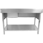 Komerciālā izlietne Nerūsējošais tērauds 1200x700x900mm 1 bļoda pa labi Aizsargslānis | Adexa DSA1270R - Image 3