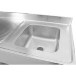 Komerciālā izlietne Nerūsējošais tērauds 1200x700x900mm 1 bļoda pa labi Aizsargslānis | Adexa DSA1270R - Image 5