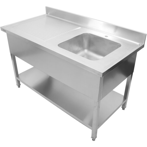 Komerciālā izlietne Nerūsējošais tērauds 1200x700x900mm 1 bļoda pa labi Aizsargslānis | Adexa DSA1270R