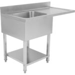 Komercsabiedrības izlietne trauku mazgāšanai 1 bļoda Kreisais apakšējais plaukts Aizmugures panelis 1200x700x927mm | Adexa DSB1270L - Image 2