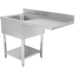 Komercsabiedrības izlietne trauku mazgāšanai 1 bļoda Kreisais apakšējais plaukts Aizmugures panelis 1200x700x927mm | Adexa DSB1270L