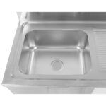 Komercsabiedrības izlietne trauku mazgāšanai 1 bļoda Kreisais apakšējais plaukts Aizmugures panelis 1200x700x927mm | Adexa DSB1270L - Image 6