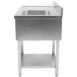 Komerciālais izlietne trauku mazgātājiem 1 bļoda Labais Apakšējais plaukts Sienas panelis 1200x700x927mm | Adexa DSB1270R - Image 6