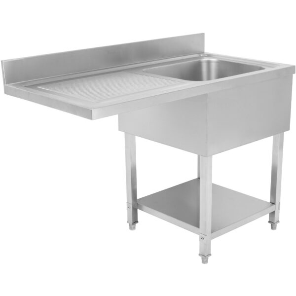 Komerciālais izlietne trauku mazgātājiem 1 bļoda Labais Apakšējais plaukts Sienas panelis 1200x700x927mm | Adexa DSB1270R