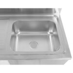 Komerciālais izlietne trauku mazgātājiem 1 bļoda Labais Apakšējais plaukts Sienas panelis 1200x700x927mm | Adexa DSB1270R - Image 3