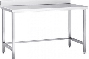 Premium komerciāls darba galds Nerūsējošais tērauds Bez apakšējās plaukta Aizmugures panelis 1400x700x965mm | Adexa DW14070