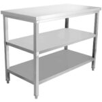 Darba galds komerciālai lietošanai Nerūsējošais tērauds 3 līmeņi Kvadrātu kājas 1400x700x900mm | Adexa DW3T14070