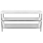 Komercdarba galds Nerūsējošais tērauds 3 līmeņi Kvadrātveida kājas 2000x600x900mm | Adexa DW3T20060